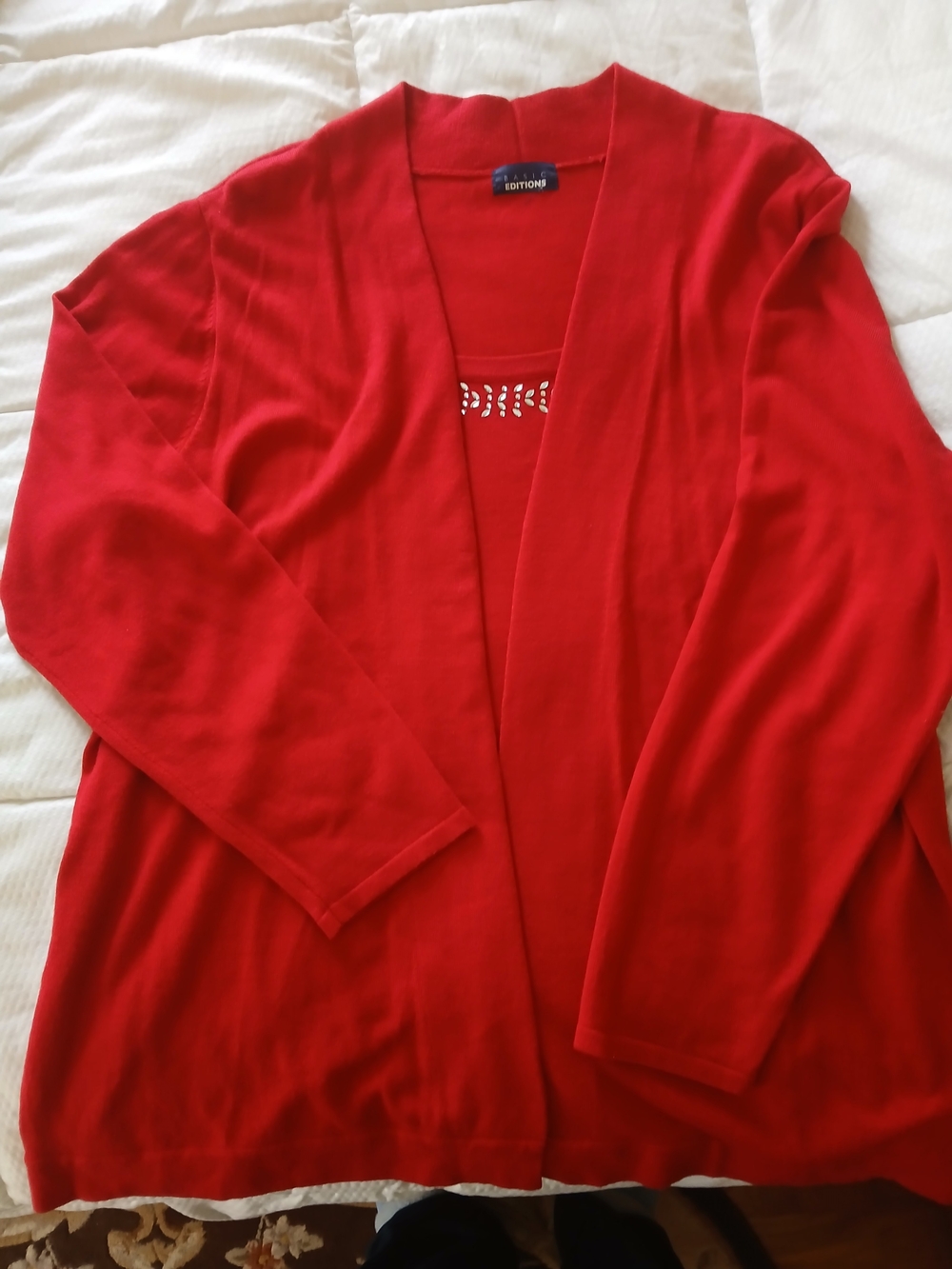 Basic Editions Bright Red Open-Front Cardigan